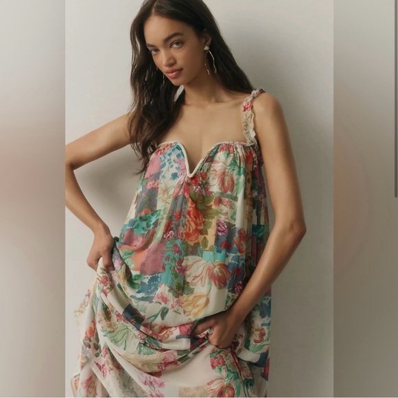 BNWT. Anthropologie Printed Chiffon Midi Dress. - Picture 4 of 8